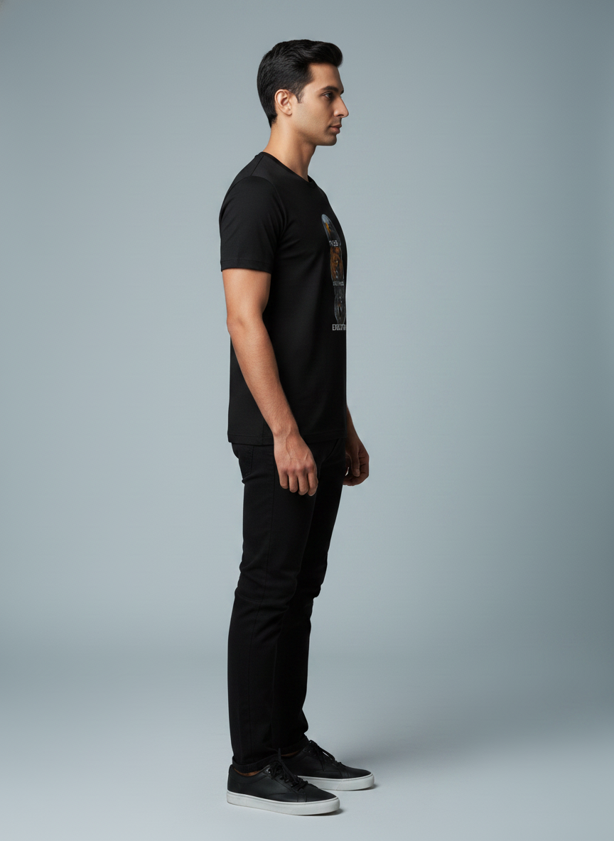 Cottrixs Premium Black Motivational T-Shirt – Focus Discipline Execution (Regular Fit)
