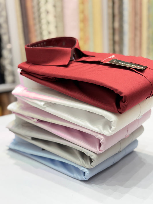 Cottrixs Premium Silk Cotton Red Shirt – Full Sleeve, Classic Fit