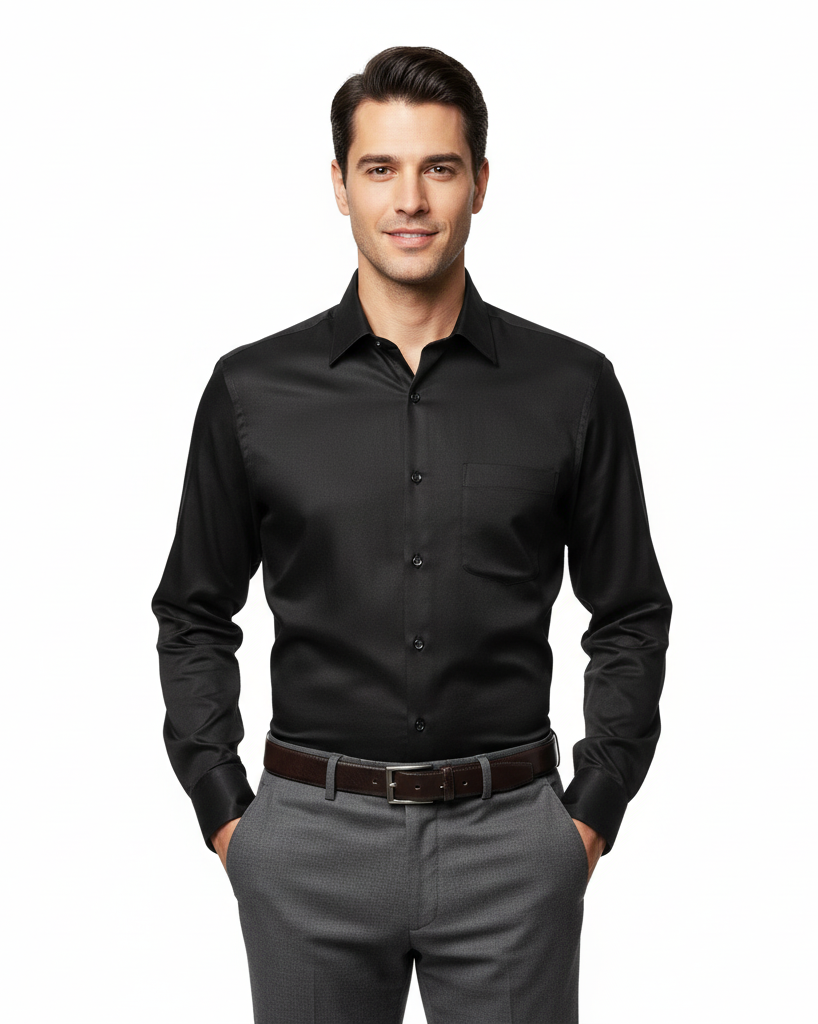 Cottrixs Premium Silk Cotton Black Shirt