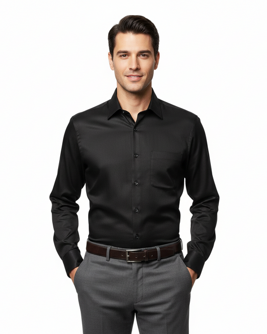 Cottrixs Premium Silk Cotton Black Shirt