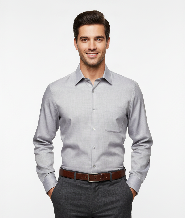Cottrixs Lite Gray Silk Cotton Shirt – Premium Comfort & Modern Style