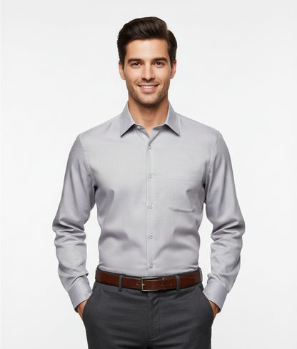 Cottrixs Lite Gray Silk Cotton Shirt – Premium Comfort & Modern Style