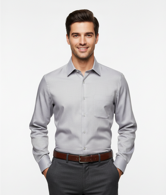Cottrixs Lite Gray Silk Cotton Shirt – Premium Comfort & Modern Style