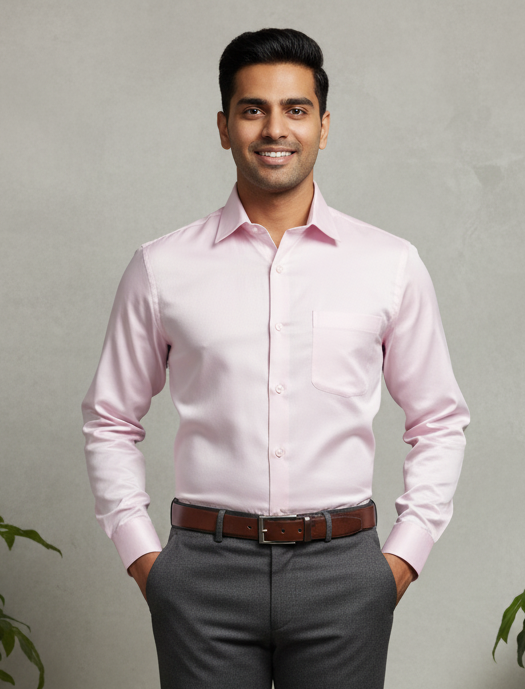 Cottrixs Men's Pink Silk Cotton Formal Shirt