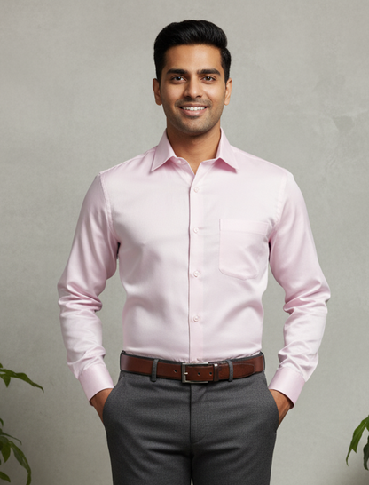 Cottrixs Men's Pink Silk Cotton Formal Shirt