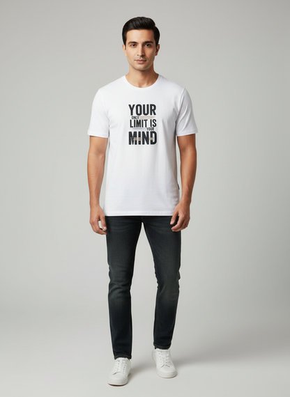 Cottrixs Men's Motivational Printed T-Shirt – Your Only Limit Is Your Mind | Premium Cotton Regular Fit