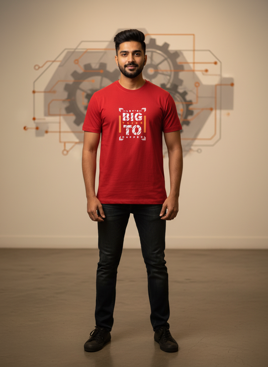 Cottrixs Men's Red Motivational T-Shirt – "Let's Do Big Things" Premium Cotton Printed Tee