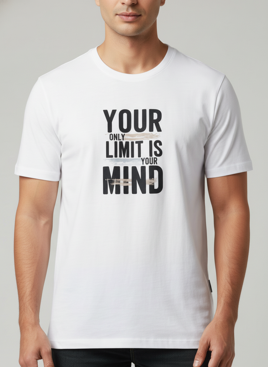 Cottrixs Men's Motivational Printed T-Shirt – Your Only Limit Is Your Mind | Premium Cotton Regular Fit