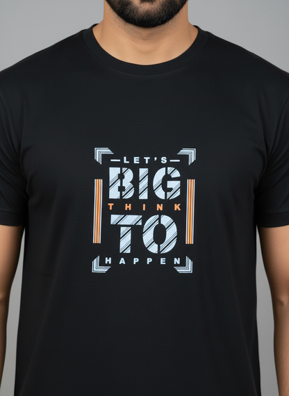 Cottrixs Men's Black Motivational T-Shirt – "Let’s Do Big Things" Premium Cotton Printed Tee