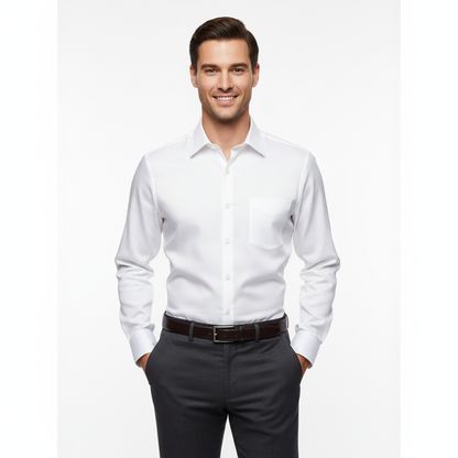 Cottrixs White Silk Cotton Men’s Formal Shirt