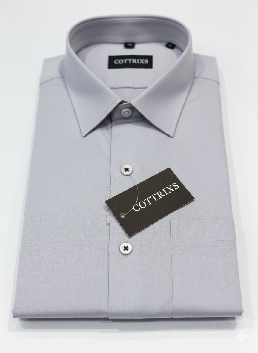 Cottrixs Lite Gray Silk Cotton Shirt – Premium Comfort & Modern Style