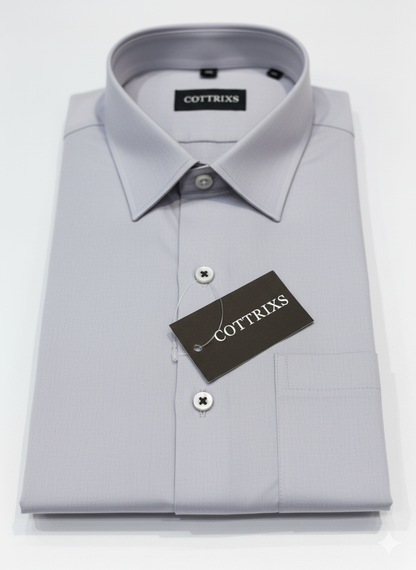 Cottrixs Lite Gray Silk Cotton Shirt – Premium Comfort & Modern Style