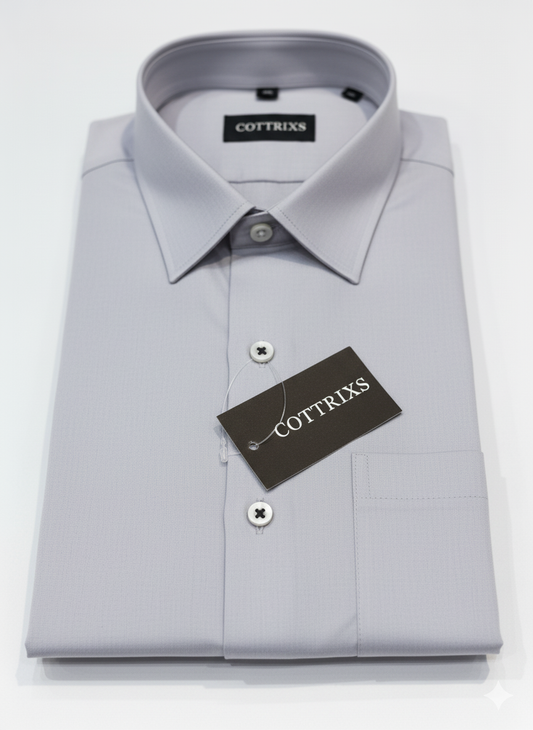 Cottrixs Lite Gray Silk Cotton Shirt – Premium Comfort & Modern Style