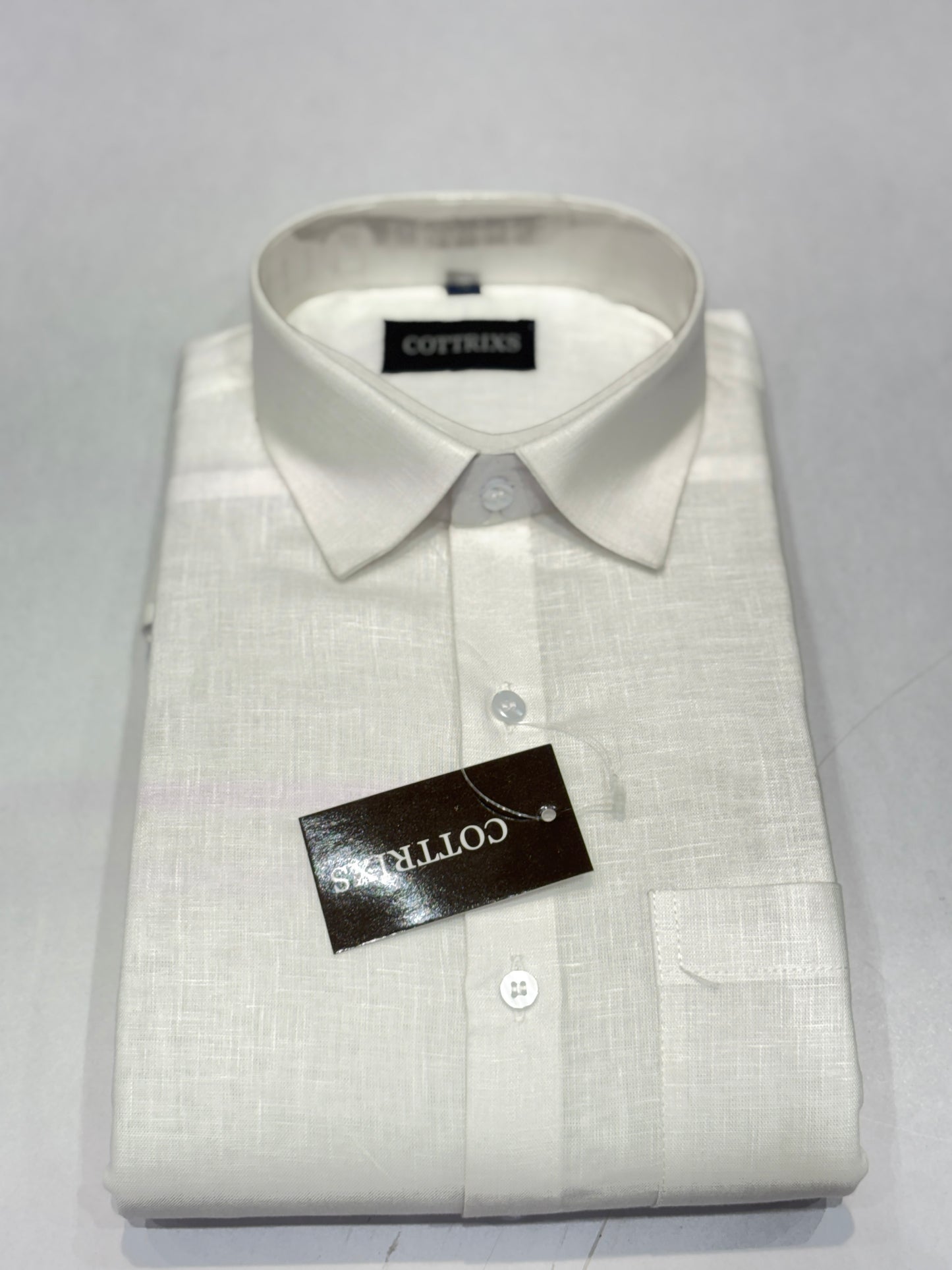 Cottrixs White Silk Cotton Men’s Formal Shirt