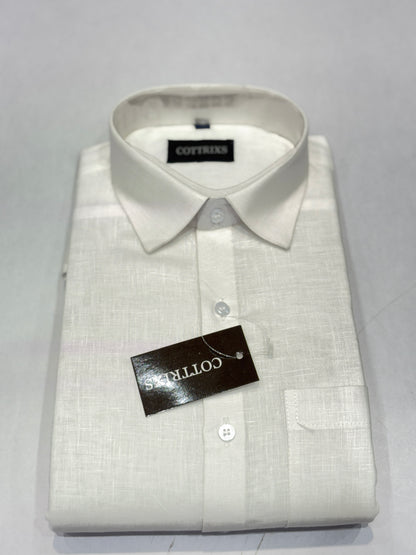 Cottrixs White Silk Cotton Men’s Formal Shirt