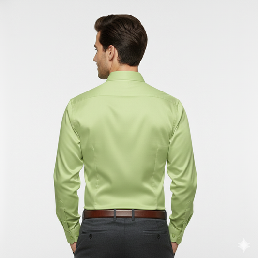 Cottrixs Lite Parrot Green Silk Cotton Shirt – Premium Slim Fit for Men
