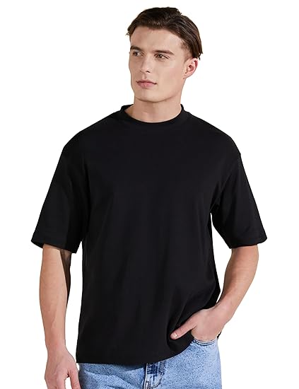 Cottrixs Oversize Mock Neck T-Shirt - Jet Black Streetwear Tee