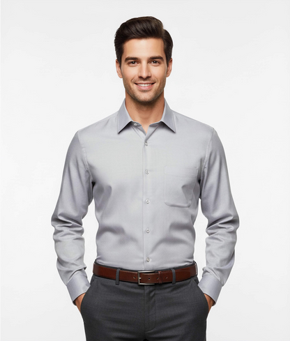 Cottrixs Lite Gray Silk Cotton Shirt – Premium Comfort & Modern Style