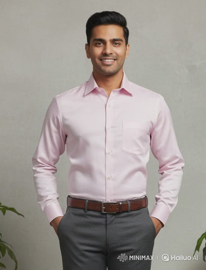 Cottrixs Men's Pink Silk Cotton Formal Shirt